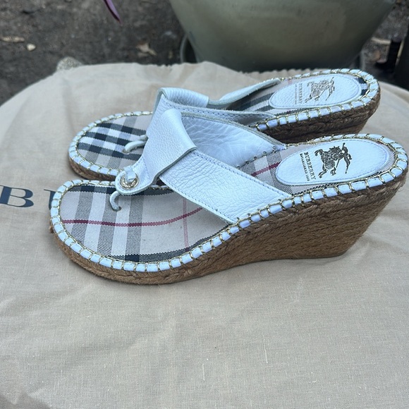 Burberry White Nova Check Espadrille Wedge - Picture 5 of 11